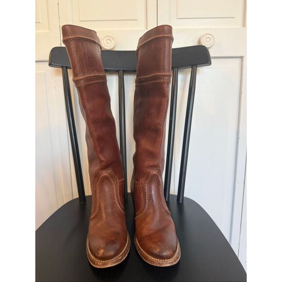 Frye Jane 14l stitched Pebbled leather heeled boots size 6 western - Picture 4 of 10